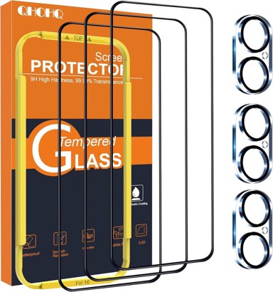 NIKCORP Zaštitno staklo 9H+ (3 kom) s zaštitom kamere za Apple iPhone 16, 6,1"